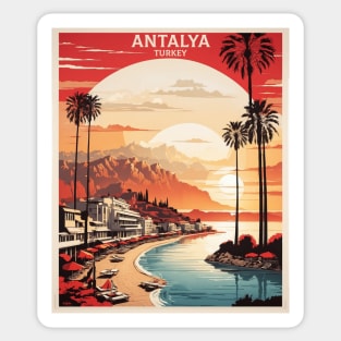 Antalya Turkey Sunset Vintage Retro Travel Tourism Sticker